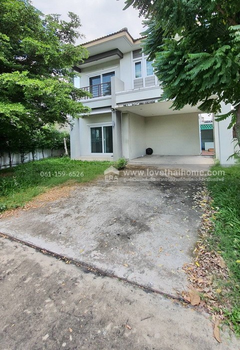 ขายบ้านเดี่ยว หมู่บ้านราชพฤกษ์-สุวินทวงศ์ ย่านมีนบุรี แปลงริมใน 62.5 ตรว. ขายถูกที่สุดในหมู่บ้าน ฝั่งตรงข้ามบ้านเป็นสวนสาธารณะของหมู่บ้าน