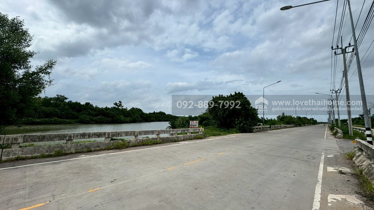 ขายที่ดิน ถนนเลียบคลองสรรพสามิต พระสมุทรเจดีย์ พื้นที่ 45-3-24 ไร่ เชิงสะพานข้ามคลองขุด-หลังขุน ราคาถูก